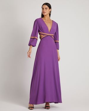 Vestido Longo com Mangas Bufantes