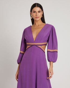 Vestido Longo com Mangas Bufantes