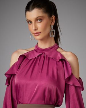 Blusa Fluida com Recorte Ombro