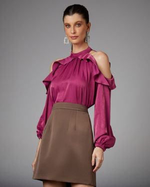 Blusa Fluida com Recorte Ombro