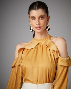Blusa Fluida com Recorte Ombro