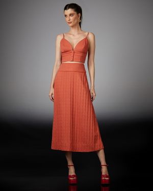 Conjunto Saia Midi com Top Detalhe Vivo