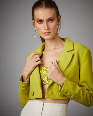 Blazer Cropped com Transpasse