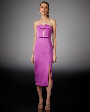 Vestido Midi sem Alças e com Laços
