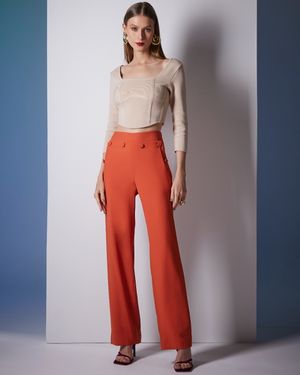 Calça Wide com Falsa Braguilha