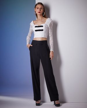 Calça Wide com Falsa Braguilha