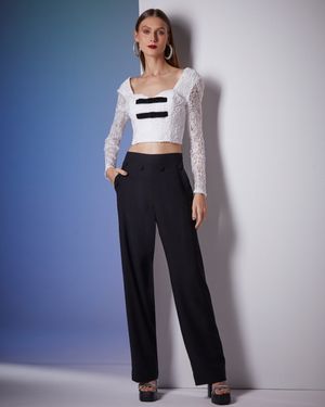 Blusa Manga Longa com Laços De Veludo