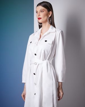 Vestido Midi Chemise com Bolso e Fenda Lateral
