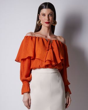 Blusa Ombro a Ombro com Babados