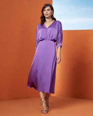 Vestido Midi Manga 3/4 Morcego