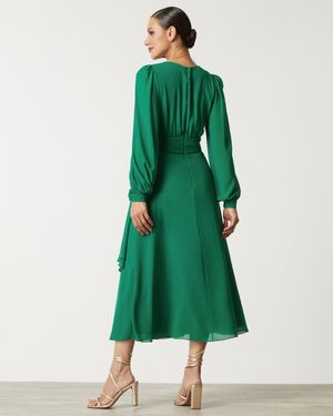 Vestido de Festa Midi Manga Longa