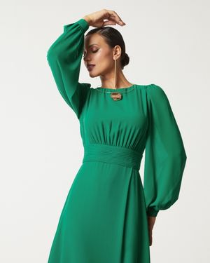 Vestido de Festa Midi Manga Longa