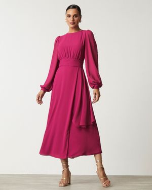Vestido de Festa Midi Manga Longa