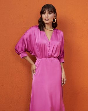 Vestido Midi Manga 3/4 Morcego