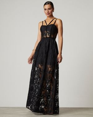 Vestido de Festa Longo de Renda com Corset