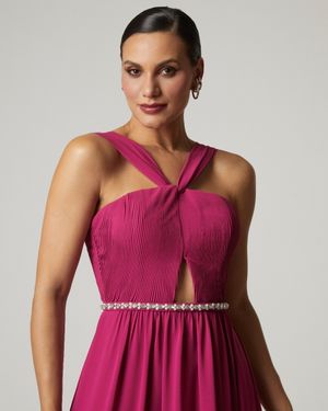 Vestido de Festa Longo com Vazado Frente