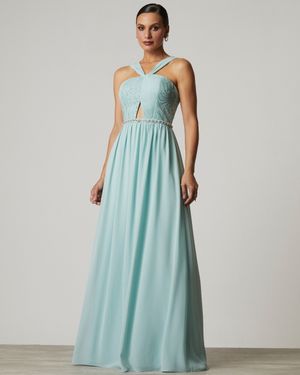 Vestido de Festa Longo com Vazado Frente