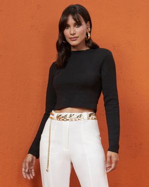 Blusa de Tricot Manga Longa com detalhe Costas
