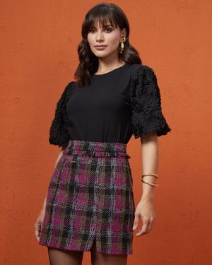 Saia Mini com Fenda de Tweed