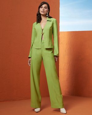 Conjunto Blusa e Calça Reta com Nervuras