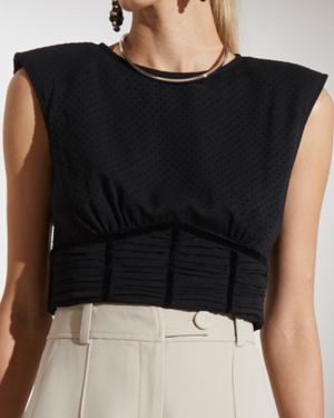 Blusa Cropped com Ombreira