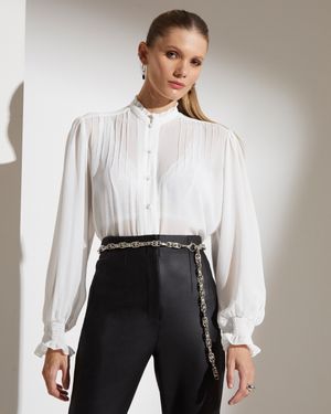 Camisa Manga Longa Nervuras com Gola