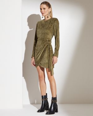 Vestido de Veludo Mini Saia Trabalhada
