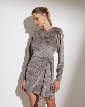 Vestido de Veludo Mini Saia Trabalhada