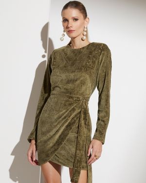 Vestido de Veludo Mini Saia Trabalhada