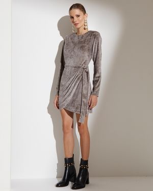 Vestido de Veludo Mini Saia Trabalhada