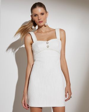 Vestido Tweed Mini com Aviamento Tressé