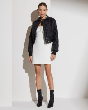 Vestido Tweed Mini com Aviamento Tressé