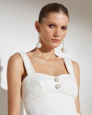Vestido Tweed Mini com Aviamento Tressé