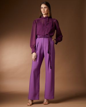 Camisa Manga Longa Babado no Decote