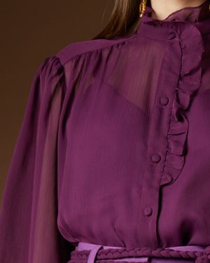 Camisa Manga Longa Babado no Decote