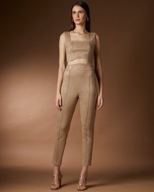 Conjunto Top Bordado e Calça Cigarrete