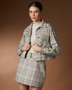 Saia Mini Tweed com Cinto Anatômico