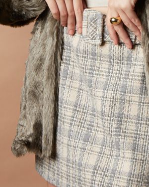 Saia Mini Tweed com Cinto Anatômico
