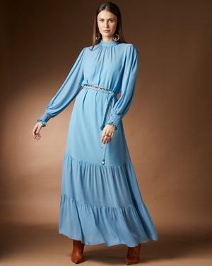 Vestido Manga Longa com Punho Lastex