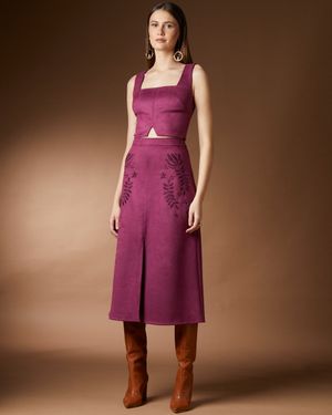 Conjunto Top e Saia Midi com Bordado