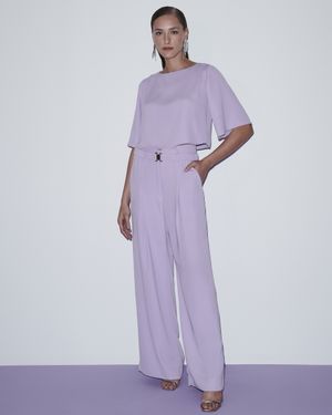 Conjunto Calça Pantalona e Blusa Manga Curta