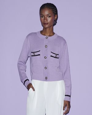 Cardigan Manga Longa Bicolor