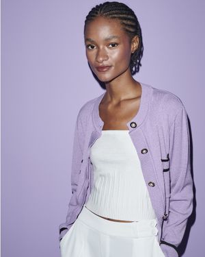 Cardigan Manga Longa Bicolor