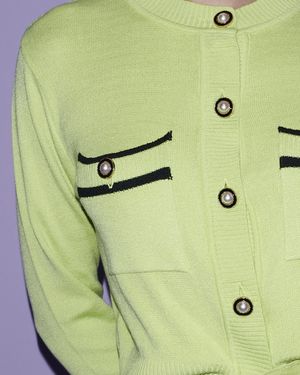 Cardigan Manga Longa Bicolor