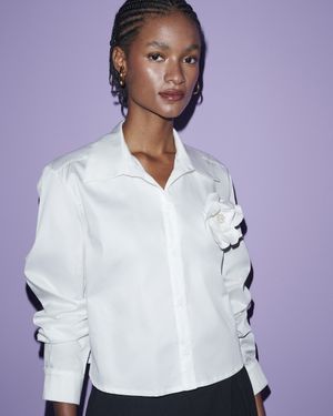 Camisa com Broche Flor