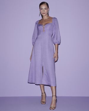 Vestido Midi Manga 3/4 Puff
