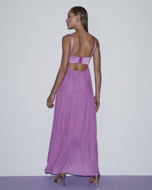 Vestido Longuete Fluido Bojo Estruturado