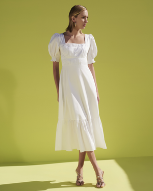 Vestido Midi Manga Puff