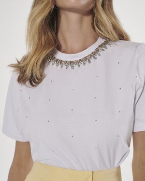 T-Shirt Decote Cristais