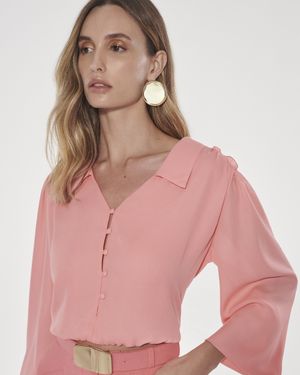 Camisa Cropped Manga Longa Puff